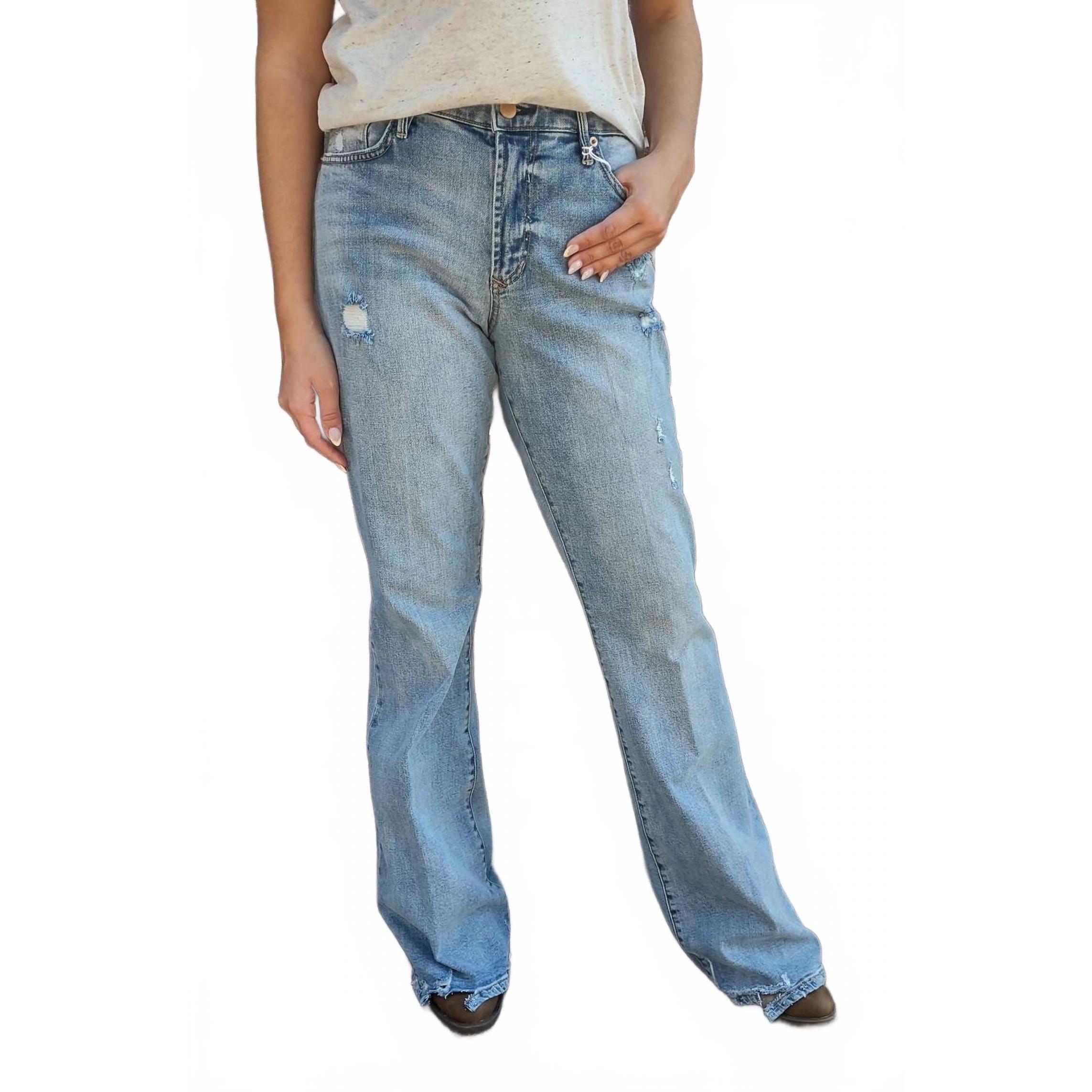 New Dear John Denim Rosa Flare Ripped Jeans In Blue